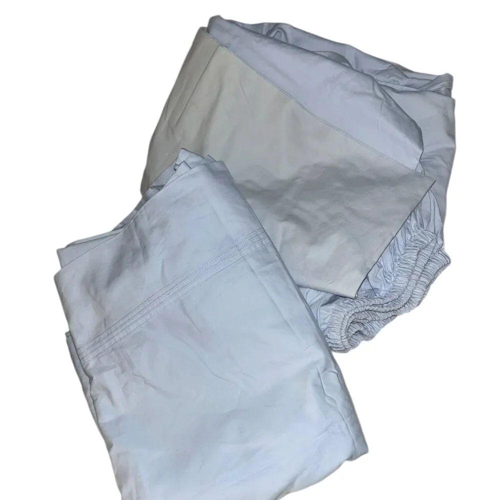 Ralph Lauren pale pale chambray blue 100% cotton TWIN flat and fitted sheet 2pc
